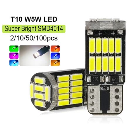 Pcs T W W Super Bright Led Bulbs Canbus Car