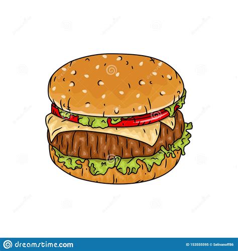 Hamburger Ilustra O Do Vetor Isolada No Fundo Branco Ilustra O Do