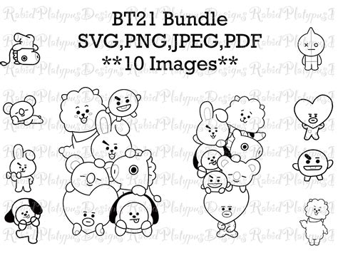 BT21 Bundle svgpngpdfjpeg descarga instantánea Etsy México