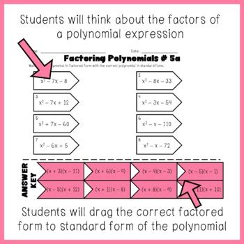 Factoring Polynomials A 1 Digital Drag And Drop Google Slides Activity