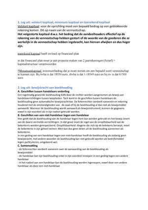 Samenvatting Ondernemingsrecht Deel Fundamentele Elementen Van Het