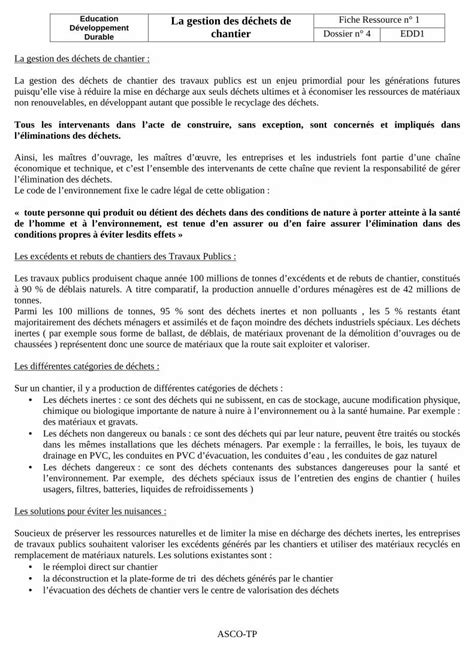 PDF La gestion des déchets de Fiche Ressource n 1 PDF fileLa