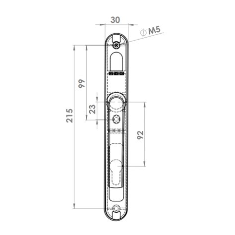 DOOR HANDLE AL MUNICH 92 MM AXIS WITH 30 MM ZAMAC BODY 8017 Windoform