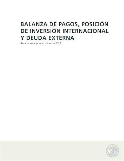 PDF BALANZA DE PAGOS POSICIÓN DE INVERSIÓN BALANZA DE PAGOS DE