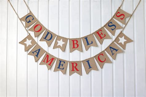 God Bless America Banner Patriotic Banner Fourth Of July Etsy