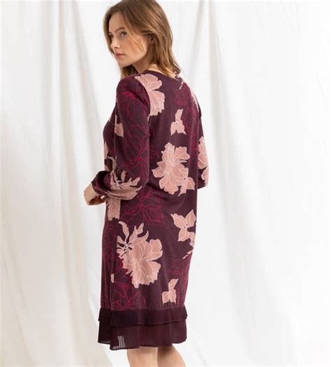 Lords Lilies Slaapkleed Dames Bordeaux Bloemen Print Xdg