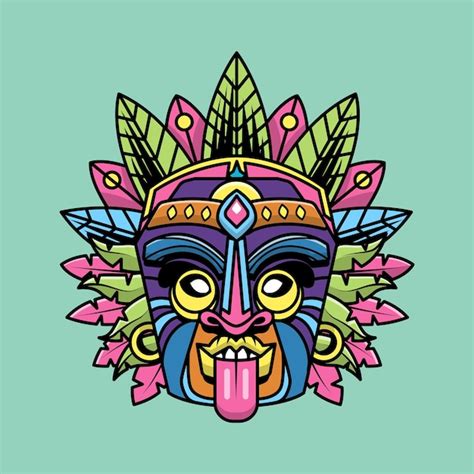 Premium Vector Hawaii Tiki Mask Cartoon Vector Icon Illustration