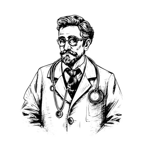 Premium Vector Doctor Vector Drawing Isolated Hand Drawn Object Engraved Style Illustration