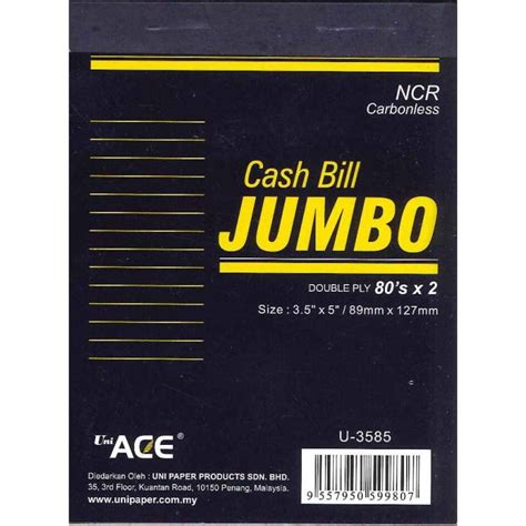 Uni Ace Jumbo Cash Bill Book S X Ply Lazada