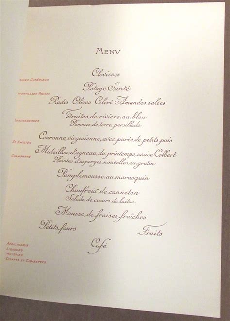 Tiffany Co Engraved Menu Dinner For Viscount Kitchener Of