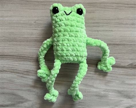 Mini Green Leggy Frog Crochet Frog Plushie Birthday Easter Crochet