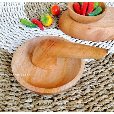 Jual Cobek Uleg Kayu Mahoni Bulat 15cm Shopee Indonesia