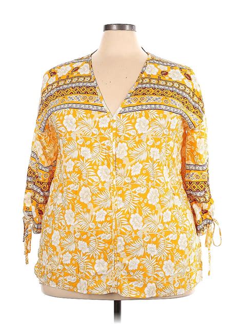 Weekend Suzanne Betro Rayon Yellow Long Sleeve Blouse Size X