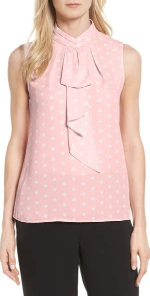 Vince Camuto Polka Dot Jabot Blouse In Taffy Twist At Nordstrom