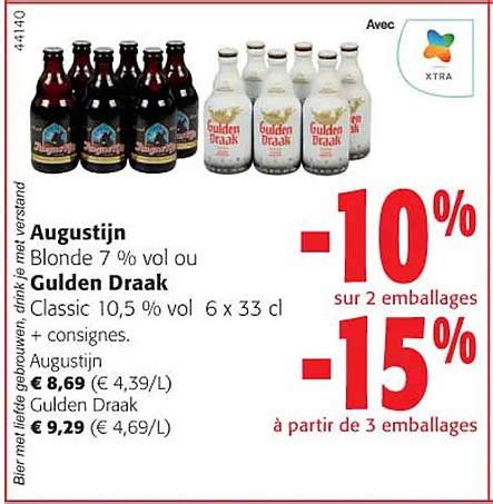 Promo Augustijn Blonde Vol Ou Gulden Draak Classic Vol Chez Colruyt Icatalogue Fr