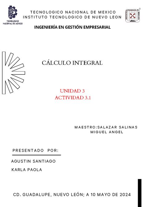 Ci Act3 Calculo Integral P R E S E N T A D O P O R Unidad 3