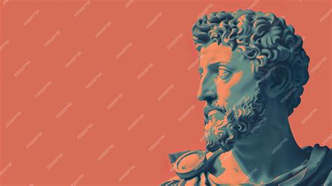 Premium Photo Stoic Philosopher Statue Profile Against Vibrant Orange