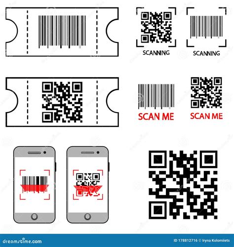 Qr And Barcode Line Icons Set Of 9 Icons Tickets With Qr Code And