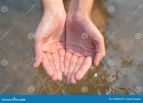 Close Up Hand Hold Water Liquid on River Stock Photo - Image of color ...