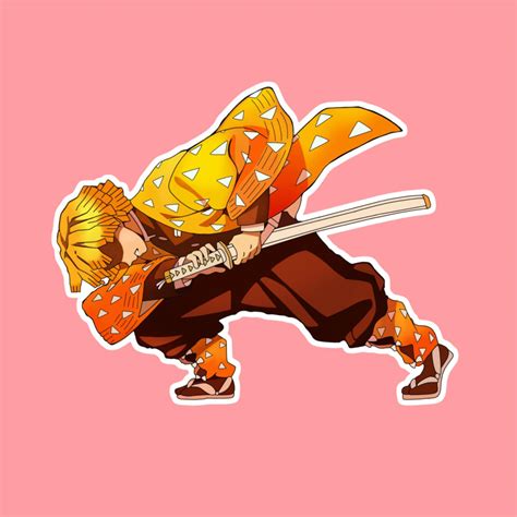 Zenitsu Agatsuma Demon Slayer Kimetsu No Yaiba Anime Sticker Pureartz