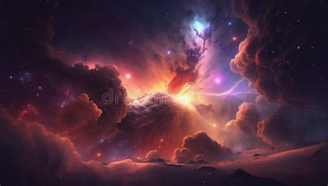 Beauty Of Endless Universe Filled With Stars And Nebula Stock