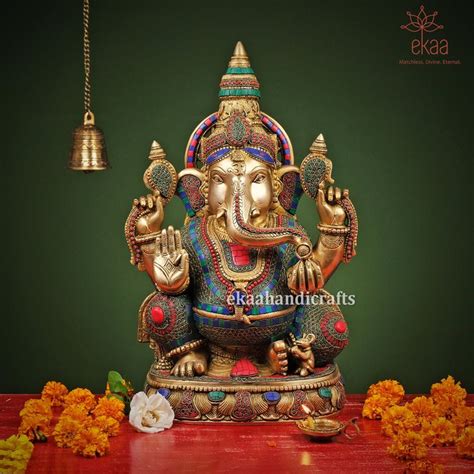 Lord Ganesha Statue Brass Cm Big Ganesha Idol For Temple Pooja With