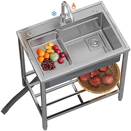 Outdoor Sink Single Bowl Freestanding Stainless Steel Utility Sink