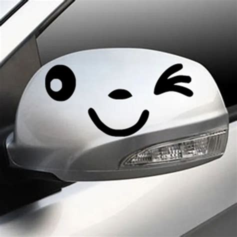 Pair Cute Cartoon Smile Car Stickers Car Styling Reflective Car