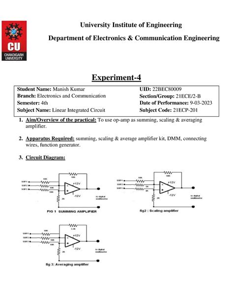 Linear Integrated Circuit Exp Department Of Electronics