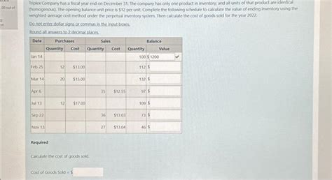 Solved Triplex Company Has A Fiscal Year End On December Chegg