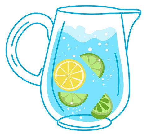 Jug Of Fresh Water With Lemon And Lime Slices 17740203 Vector Art At