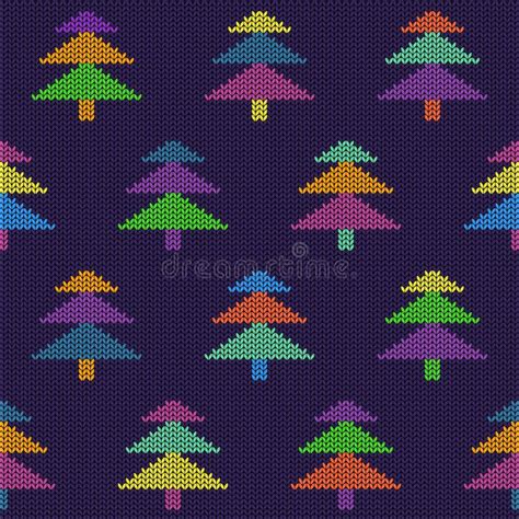 Seamless Knitted Pattern With Trees Stock Vector Illustration Of