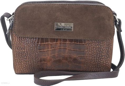 Barberini S Stylowa Torebka Crossbody Trzykomorowa Brązowa Ciemna