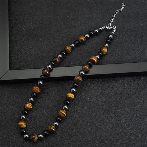 Hematite Necklace Men S Black Gallstone Stone Bead Pendant Health Care