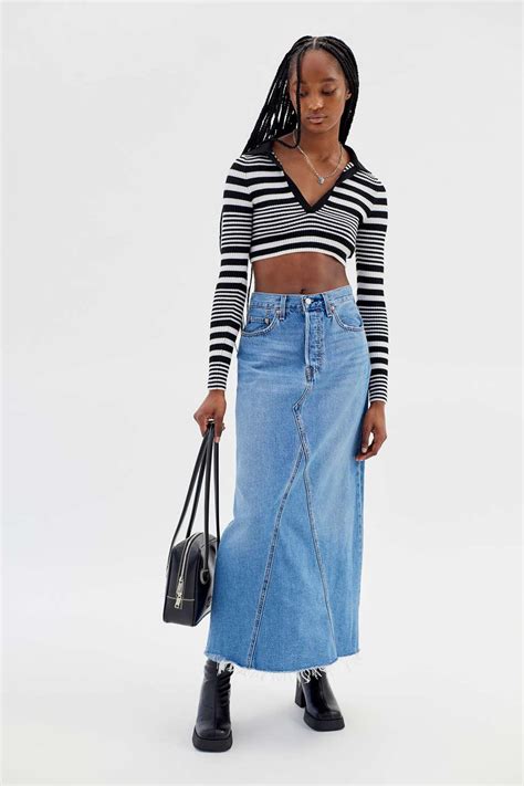 Levis Iconic Long Denim Midi Skirt In Blue Lyst