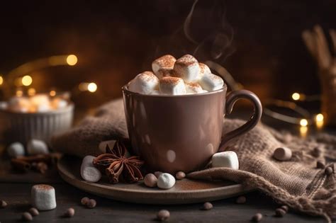 Premium Photo There Is A Cup Of Hot Chocolate With Marshmallows And