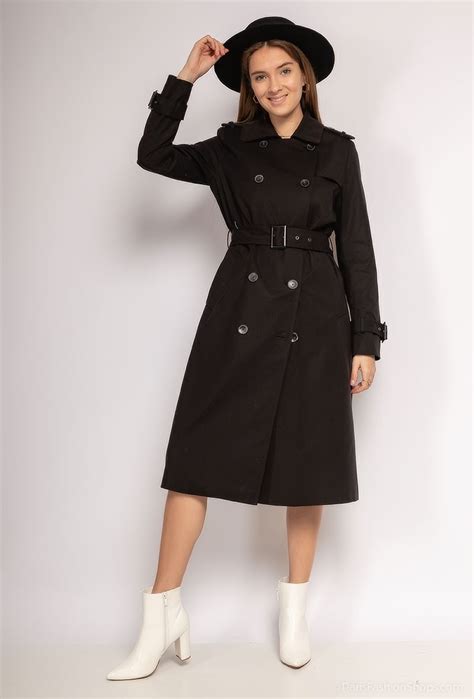 Trenchcoat Dames Zwart Leather City