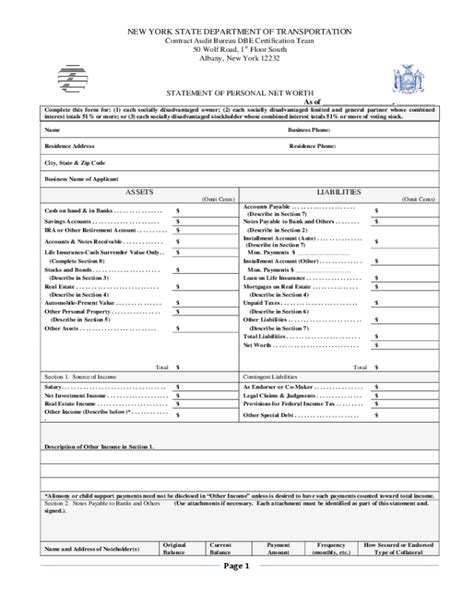 2022 Net Worth Statement Form Fillable Printable Pdf And Forms Handypdf