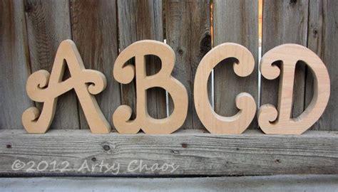 Unfinished Wood Letters Swoopy Upper Case Monograms And Words Home