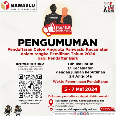 PENGUMUMAN PENDAFTARAN CALON ANGGOTA PANWASLU KECAMATAN DALAM RANGKA