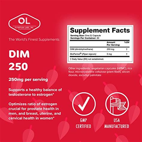 Olympian Labs DIM Supplement 250mg DIM Diindolylmethane Plus