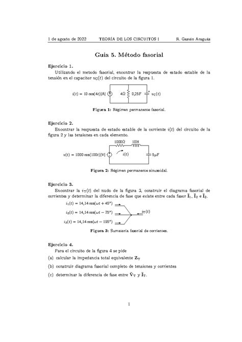 Guia De Ejercicios Diagrama Fasorial Guia 5 M ́etodo Fasorial