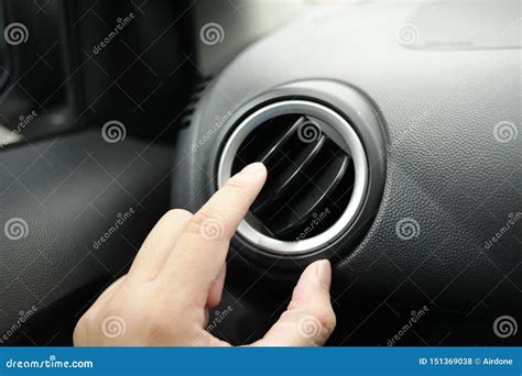 Adjusting Air Conditioner In Car Stock Photo Image Of Close