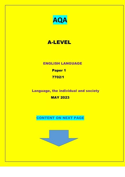 AQA A-LEVEL ENGLISH LANGUAGE Paper 1 7702/1 Language, the individual