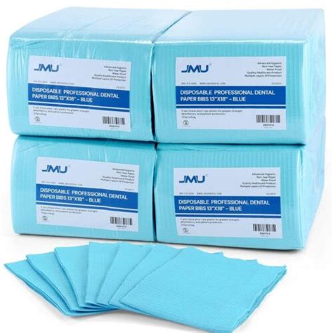 500PCS JMU Dental Bibs Disposable 3 Ply Tissues 1 Ply Poly Film