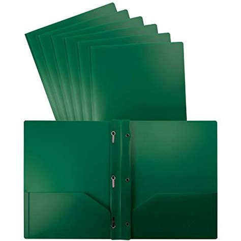 Better Office Products Green Plastic 2 Pocket Folders With Prongs