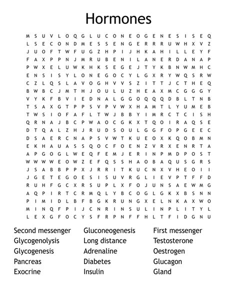 Hormones Word Search Wordmint