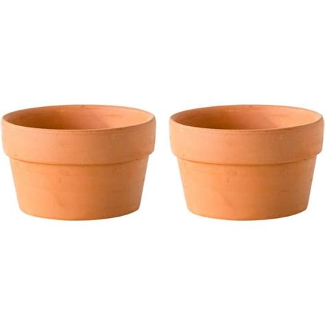 2 Pièces Pots en Terre Cuite d argile Fleur Pots Peu Profonde Planteurs