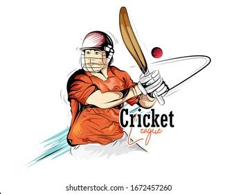 Illustration Batsman Bowler Playing Cricket Championship Stock Vector