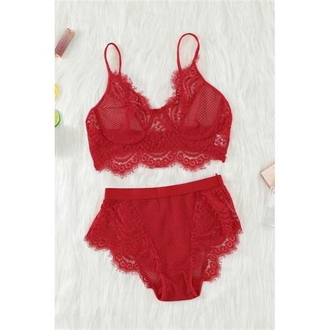 OOTDAY Ensemble Lingerie LC35064 3 Rouge Dentelle Sexy Rouge